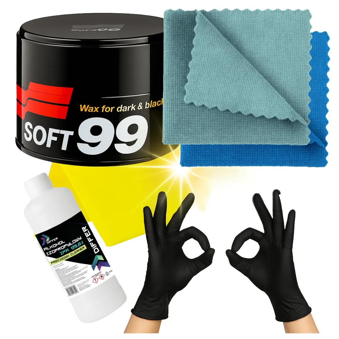 Wosk SOFT99 Dark&Black Wax ciemne lakiery + 2x mikrofibra IPA zestaw