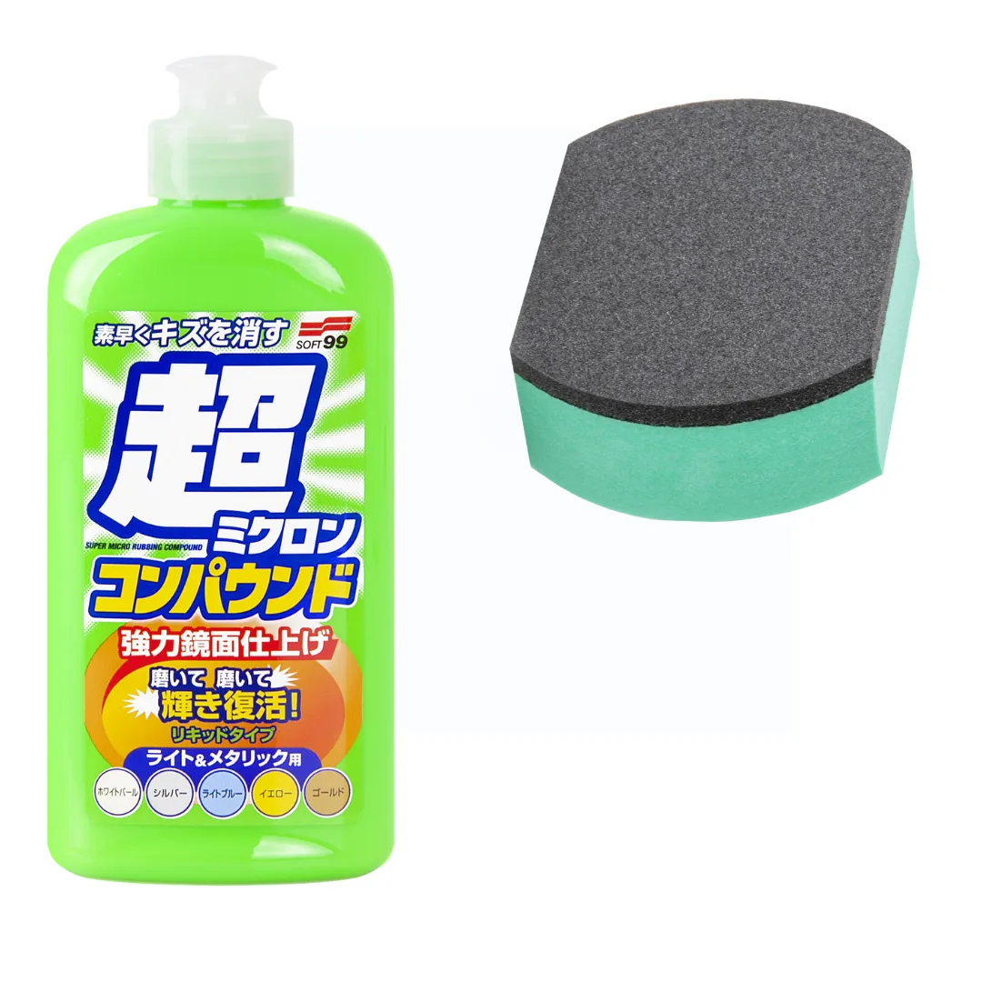 Soft99 micro liquid compound light do usuwania zacieków po wodzie jasne lakiery i metallic 250ml gąbka gratis | zdjęcie 1 z 6 | 47493 | Motofarma.pl