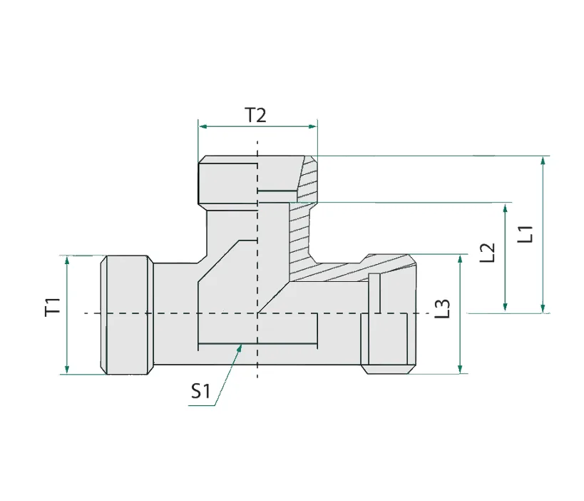 Trójnik hydrauliczny M18 M18 M18 B-B-B