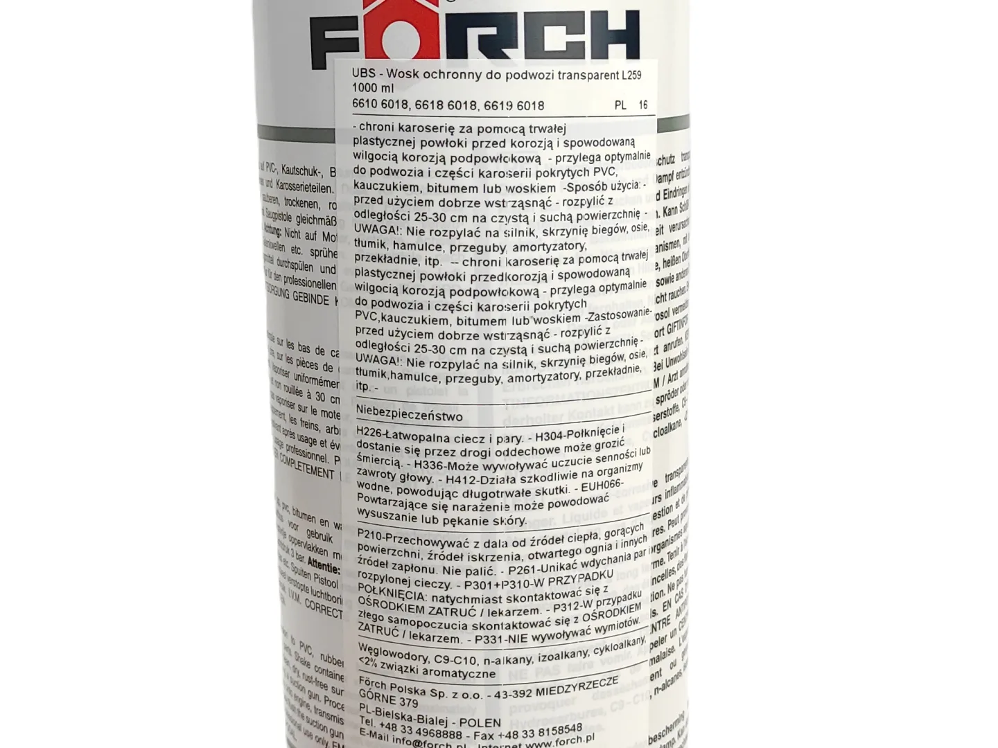 2x FORCH L259 Wosk do konserwacji podwozia 1L ZESTAW