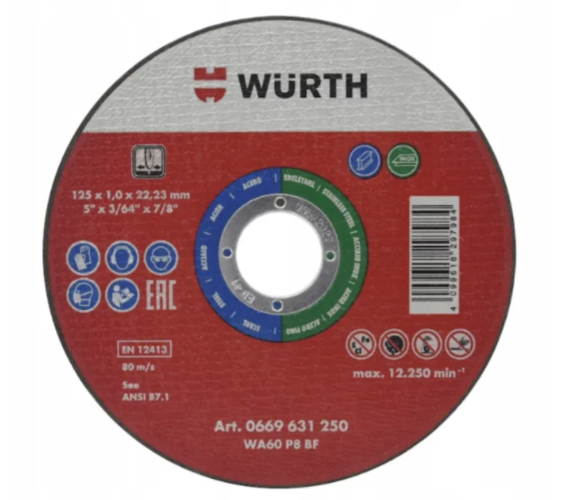 Tarcza do cięcia metalu 125x1x22,23mm Wurth zestaw 5szt.