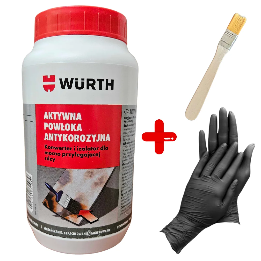 Farba Antykorozyjna / Odrdzewiacz WURTH 1L + Pędzelek + Rękawiczki Zestaw
