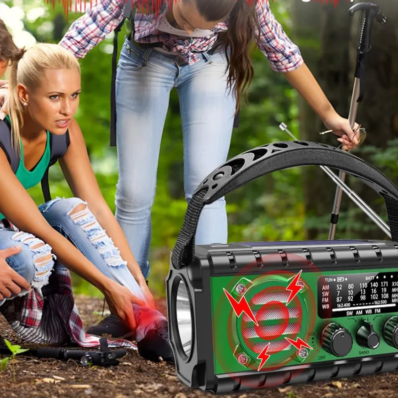 RADIO SOLARNE SURVIVALOVE PRZENOŚNE Z KORBKĄ DYNAMO LATARKA POWERBANK 20000mAh Z KABLEM USB - Urson | zdjęcie 4 z 6 | 49780 | Motofarma.pl