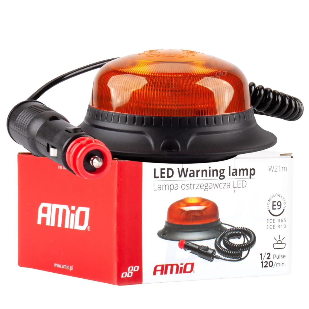 Lampa ostrzegawcza mini kogut 18 LED magnes niska R65 R10 12-24V W21m AMIO- | zdjęcie 13 z 13 | A02925 | Motofarma.pl