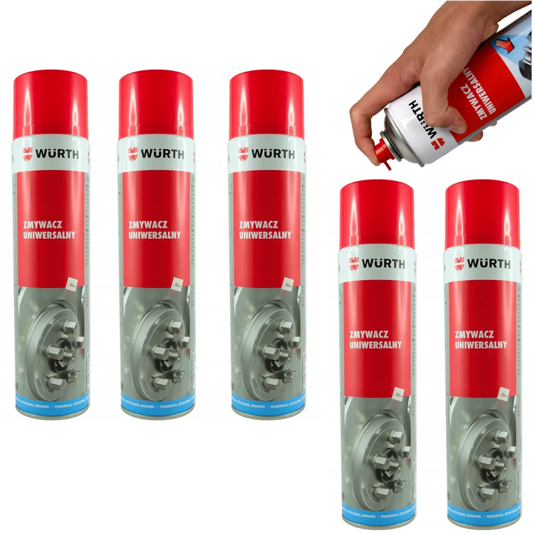 UNIWERSALNY ZMYWACZ DO HAMULCÓW WURTH 600ML ZESTAW 5 SZTUK - Würth | zdjęcie 1 z 2 | 47019_5 | Motofarma.pl