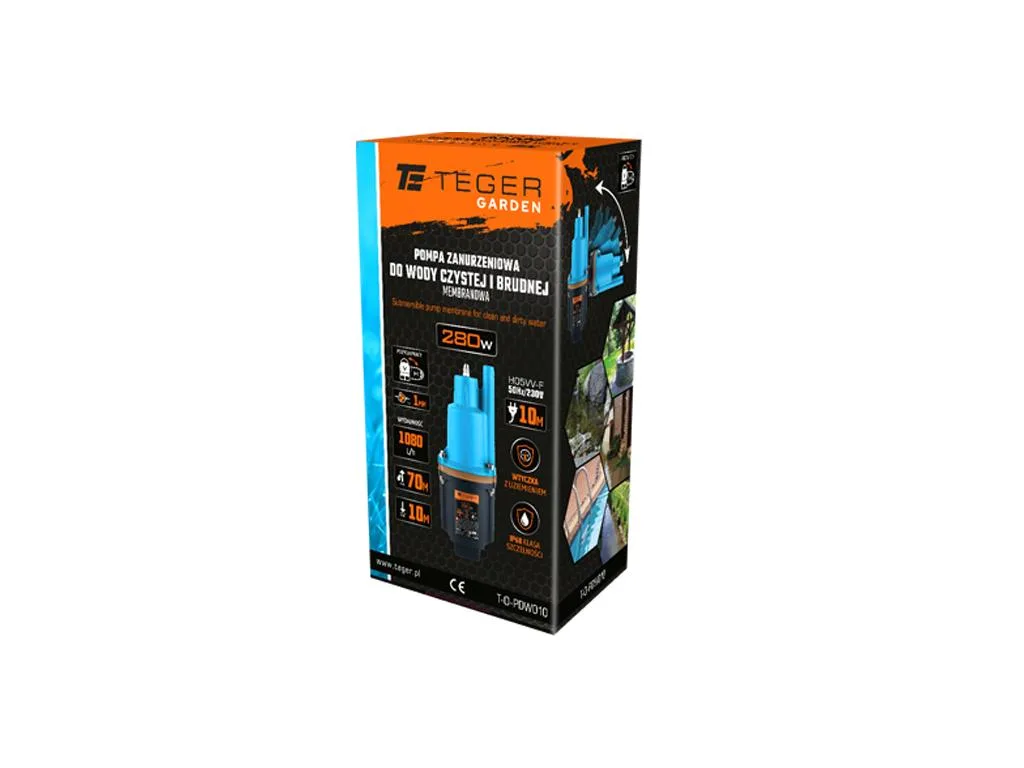 Membranowa pompa zanurzeniowa 280W do wody czystej i brudnej TEGER | zdjęcie 3 z 3 | T-O-PDW010 | Motofarma.pl