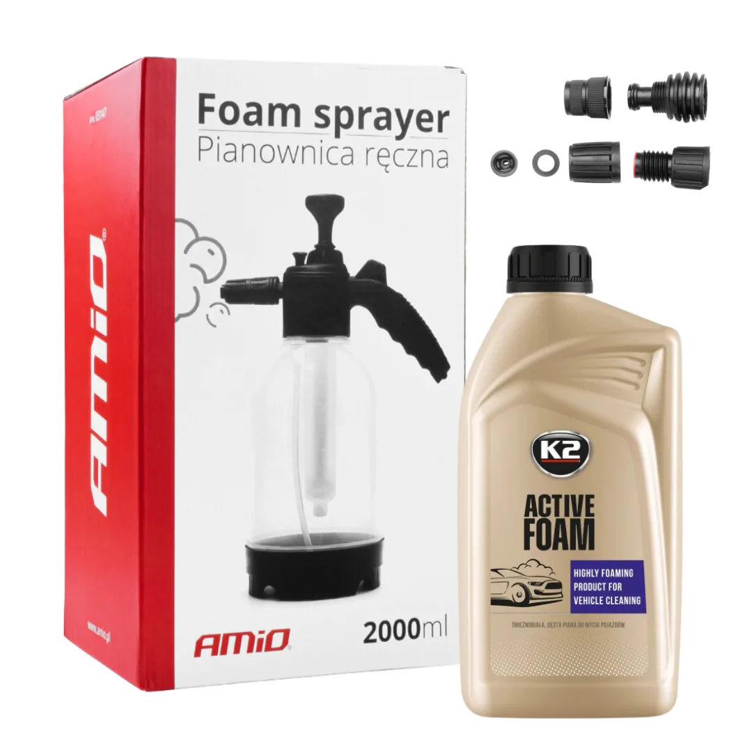 Pianownica Ręczna Ciśnieniowa 2l + Piana Aktywna Do Mycia Samochodu K2 1L
