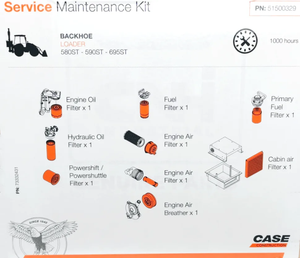 Zestaw filtrów koparki Case CNH 580ST, 590ST, 695ST 51500329