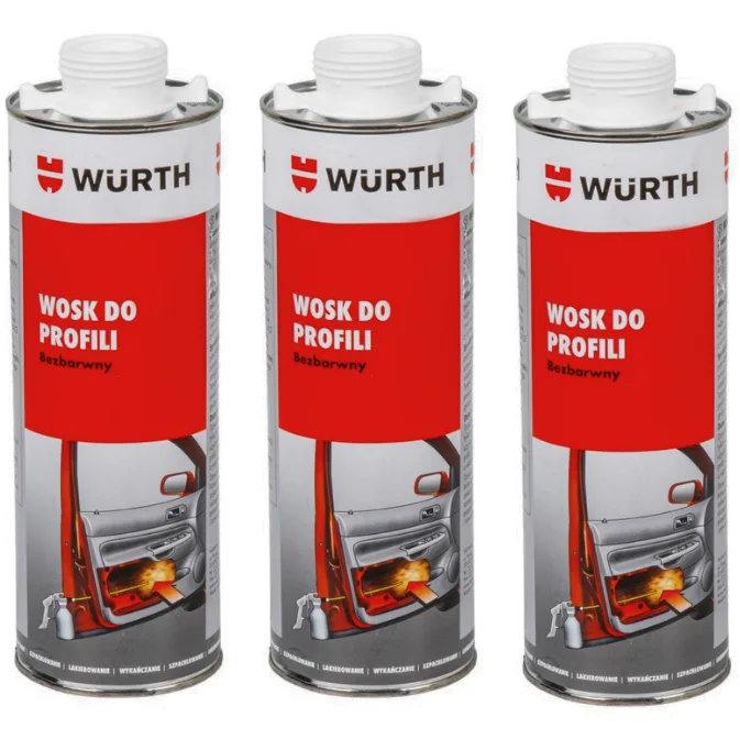 3x WURTH BEZBARWNY WOSK DO PROFILI ZAMKNIĘTYCH - 1 L
