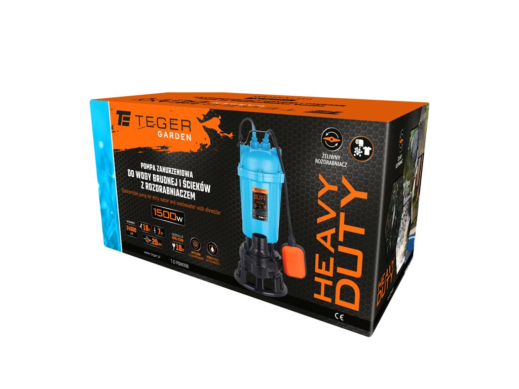 Pompa zanurzeniowa do wody brudnej i ścieków TEGER 1500W z rozdrabniaczem i pływakowym wyłącznikiem HEAVY DUTY - Zdjęcie 3