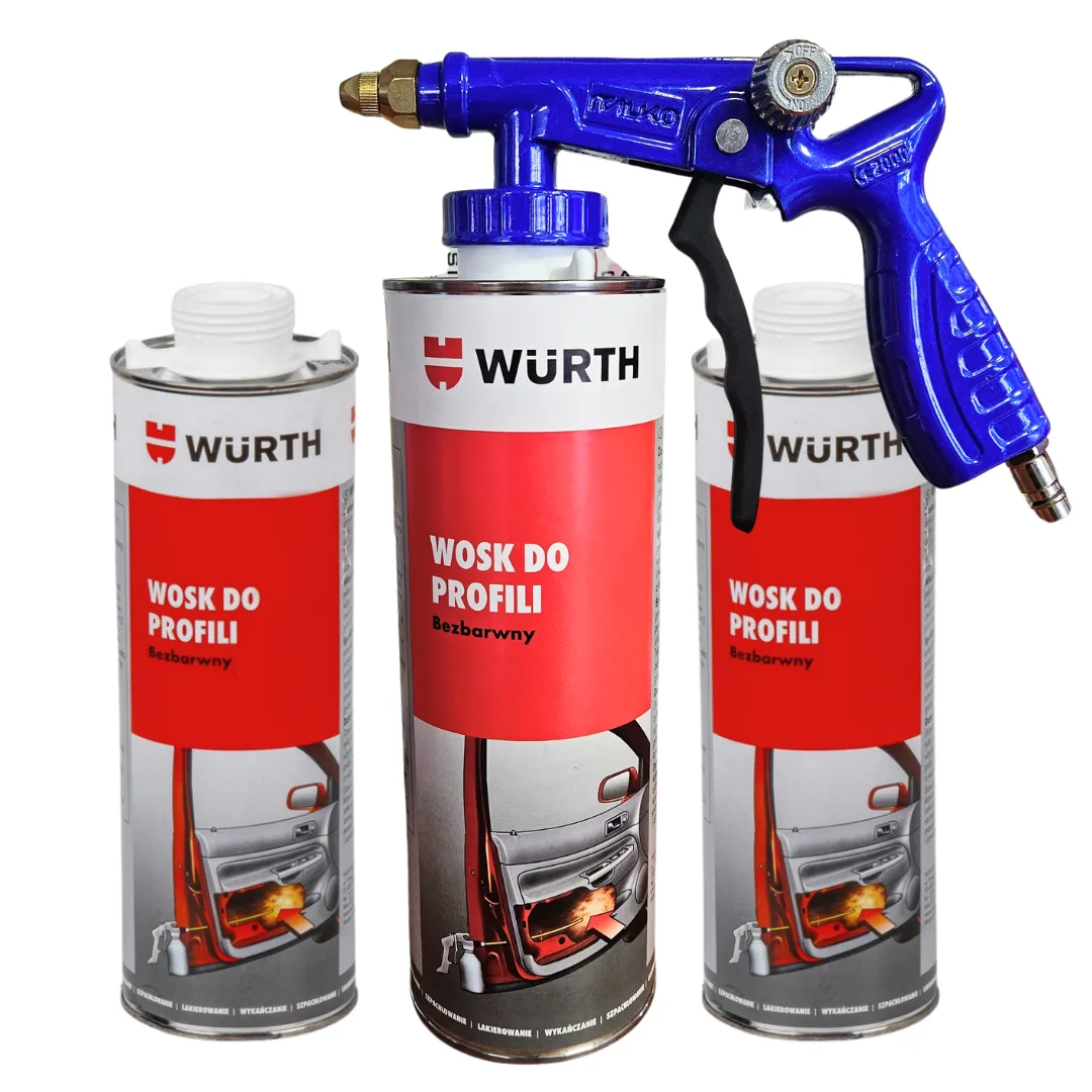 3x WURTH BEZBARWNY WOSK DO PROFILI ZAMKNIĘTYCH 1 L + PISTOLET DO KONSERWACJI - Würth | zdjęcie 1 z 3 | WC-9122 | Motofarma.pl
