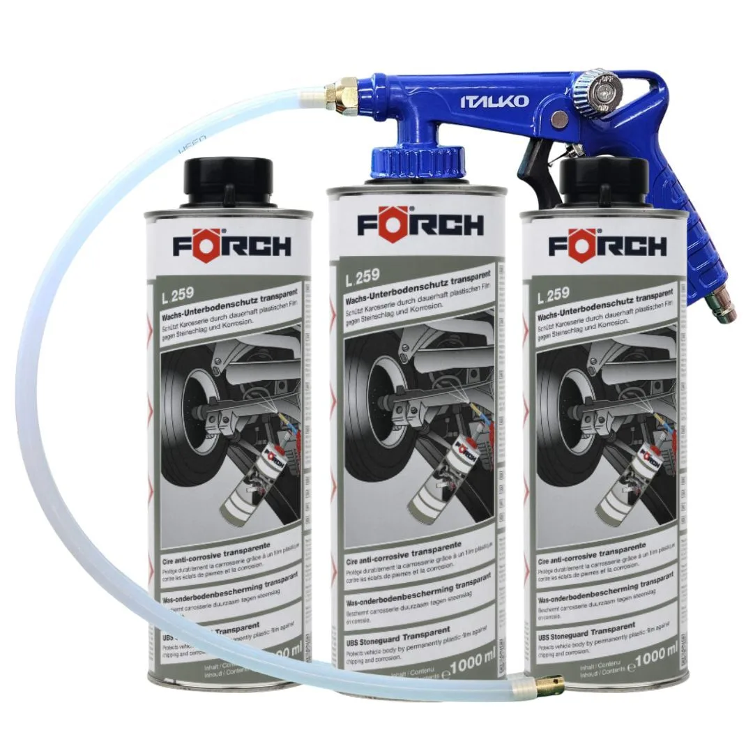 3x Wosk ochronny do podwozi Forch L259 1L + PISTOLET z regulacją wtryskiwania
