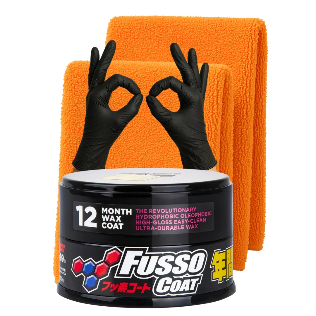 Wosk SOFT99 New Fusso Coat 12 Months Wax DARK 200g zestaw