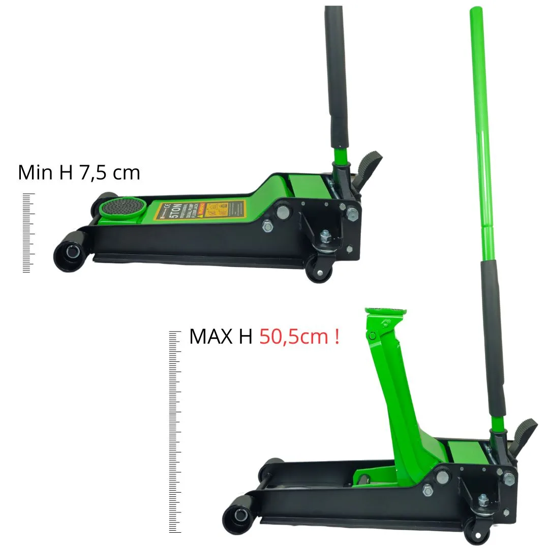 PODNOŚNIK HYDRAULICZNY SAMOCHODOWY ŻABA 5T ZIELONY NISKOPROFILOWY