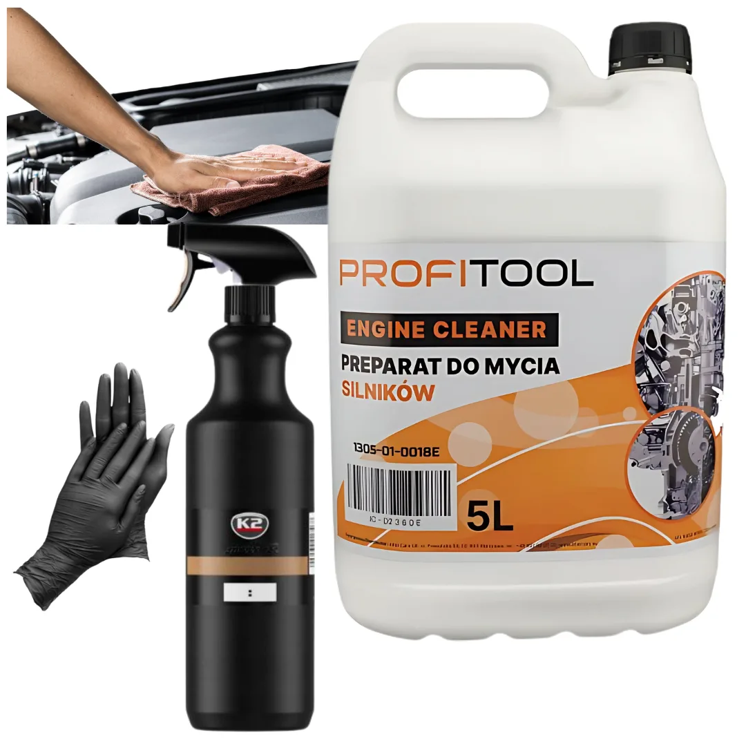 PŁYN DO MYCIA SILNIKÓW PROFITOOL 5L Z BUTELKĄ Z ATGOMIZEREM ZESTAW | zdjęcie 4 z 4 | 47490_D7001 | Motofarma.pl