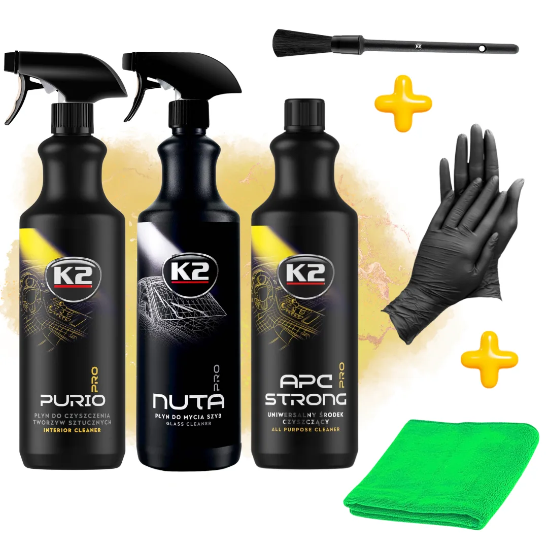 ZESTAW K2: K2 STRONG PRO 1L + NUTA PRO 1L + PURIO PRO 1L + AKCESORIA | zdjęcie 1 z 12 | WC-3722 | Motofarma.pl