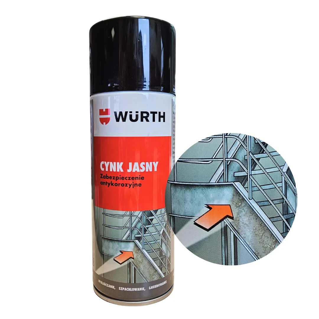 Cynk jasny 400ml WURTH + Odrdzewiacz MOS2 400 ml QCHEM