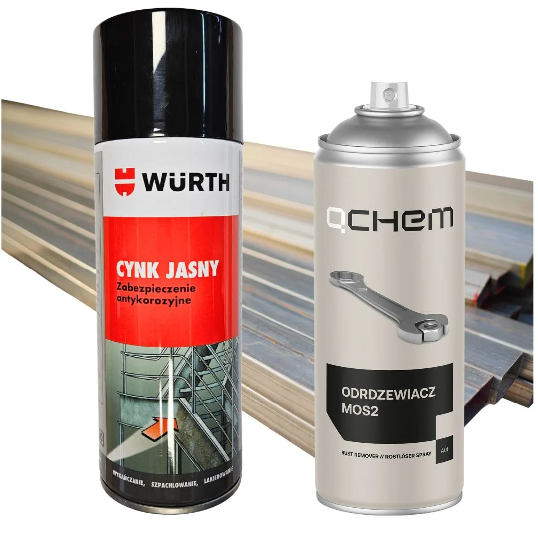 Cynk jasny 400ml WURTH + Odrdzewiacz MOS2 400 ml QCHEM