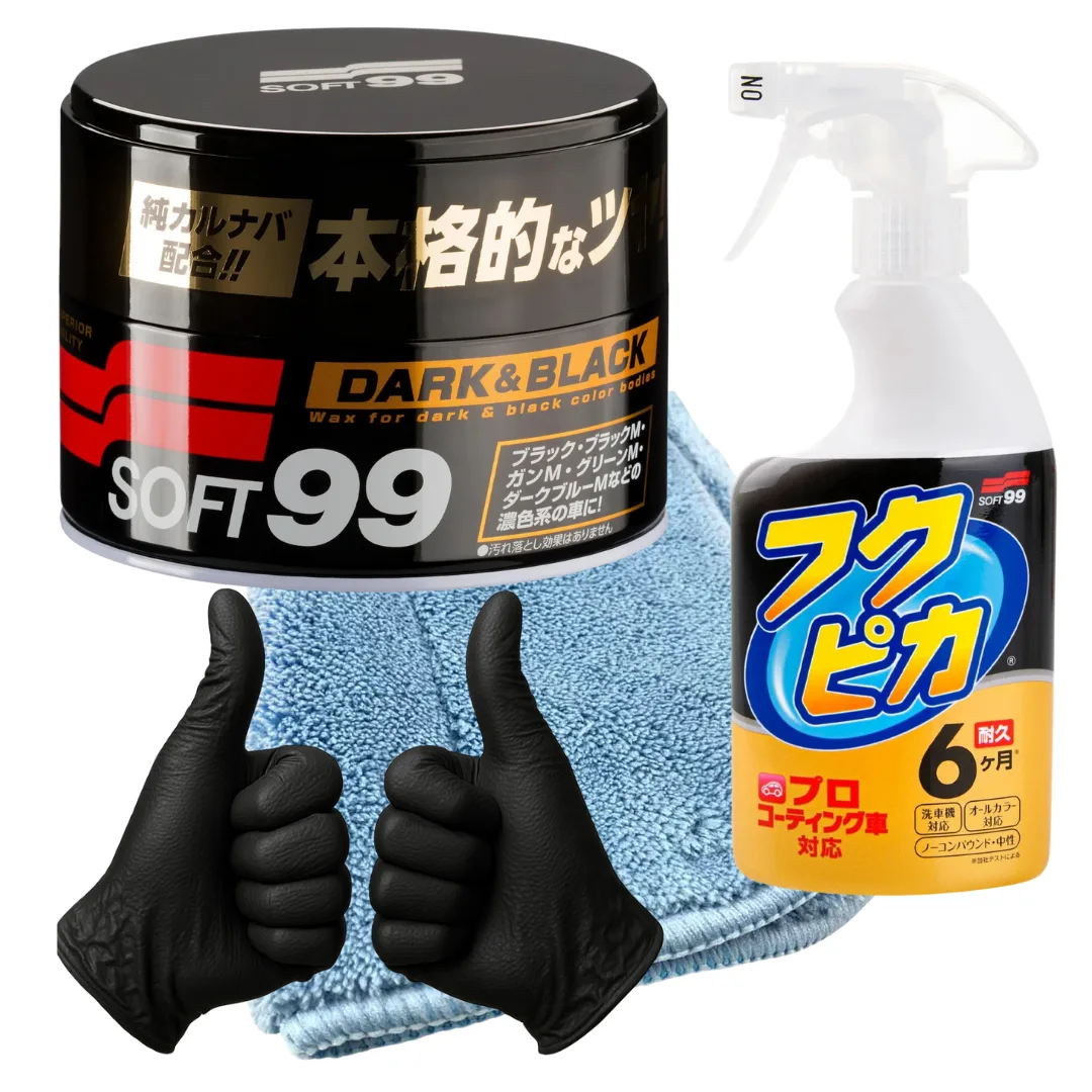 SOFT99 Dark&Black Wax 00010 ciemne lakiery 300g + FUKUPIKA quick detailer zestaw
