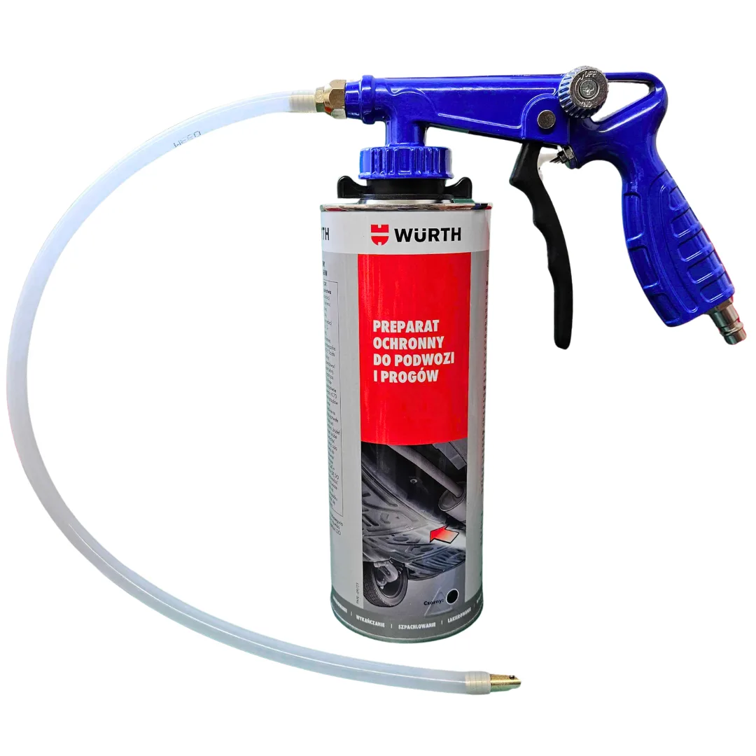 Preparat ochronny do podwozi czarny 1 kg WURTH + Pistolet z regulacją wtryskiwania