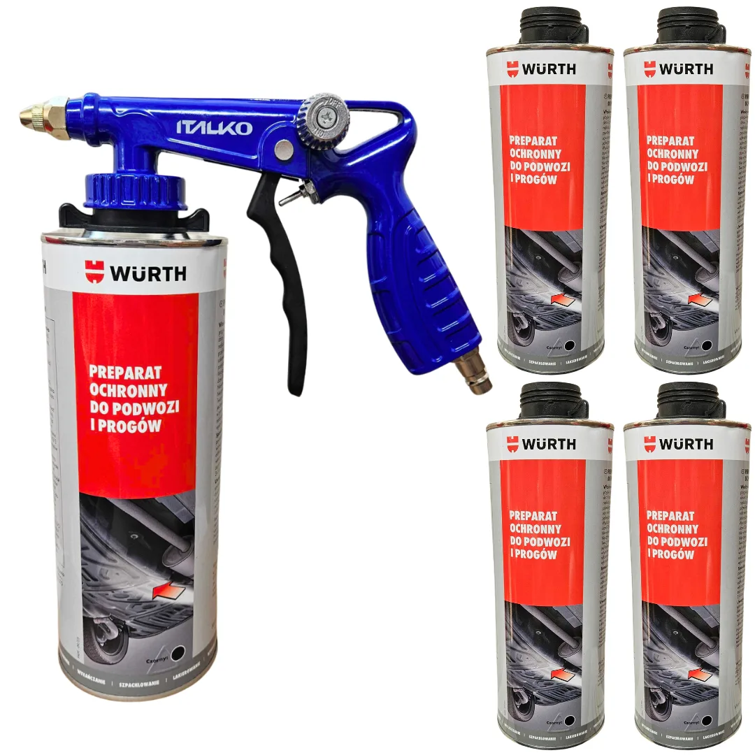 Preparat ochronny do podwozi czarny 1 kg WURTH + Pistolet z regulacją wtryskiwania - Würth | zdjęcie 1 z 3 | 44328,44166 | Motofarma.pl