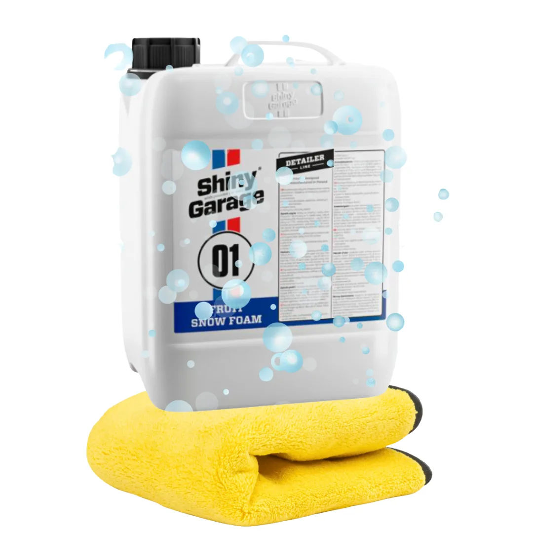Aktywna piana Shiny Garage 5L + mikrofibra do osuszania 950g/m2 zestaw