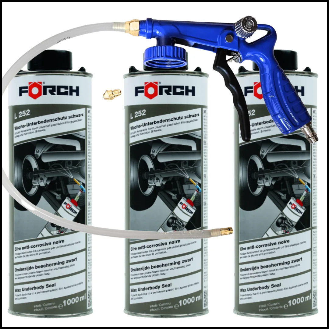 Wosk do konserwacji podwozia czarny 3x1L  Forch L252 pistolet ZESTAW