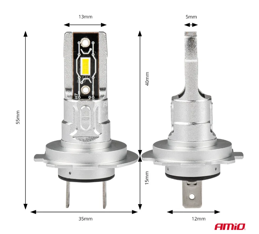 Żarówki samochodowe LED seria H-mini H7 H18 6500K - Amio | zdjęcie 4 z 5 | A03332 | Motofarma.pl