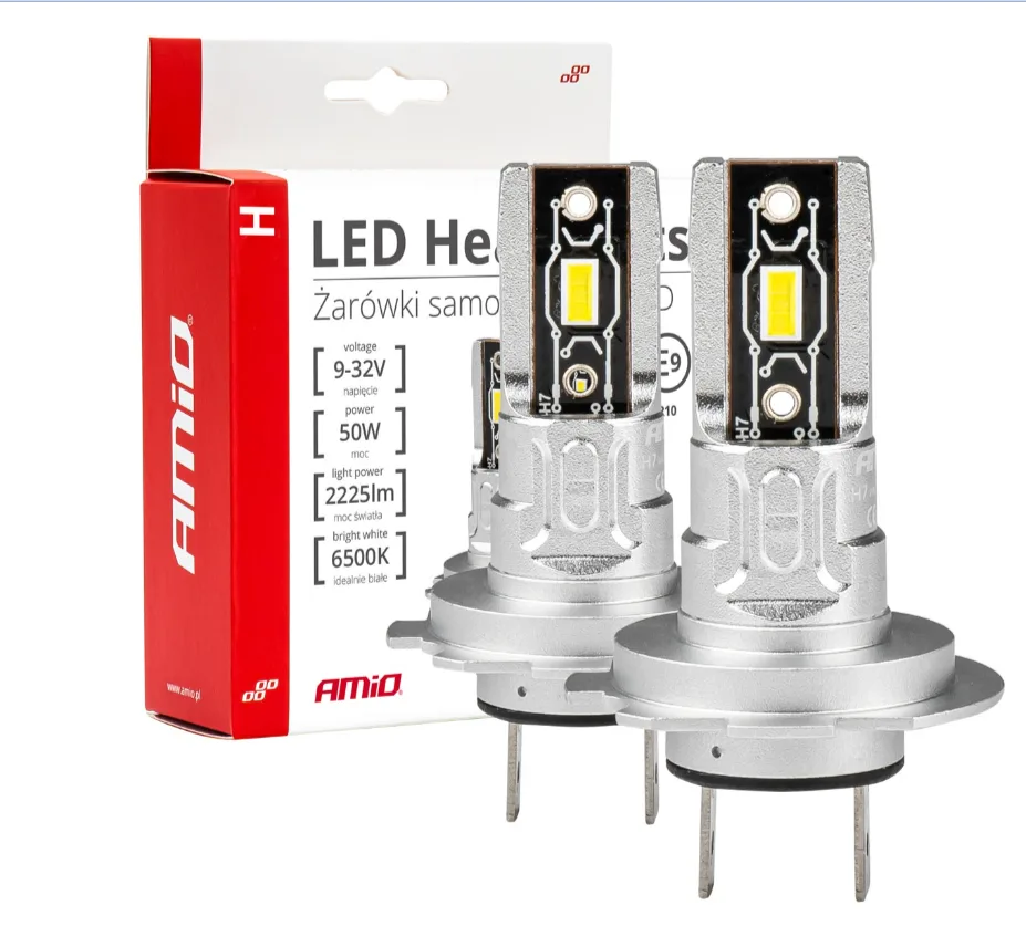 Żarówki samochodowe LED seria H-mini H7 H18 6500K - Amio | zdjęcie 1 z 5 | A03332 | Motofarma.pl