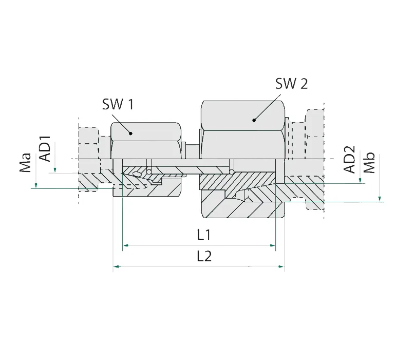 Złącze hydrauliczne złączka  AA M18-M18 F18