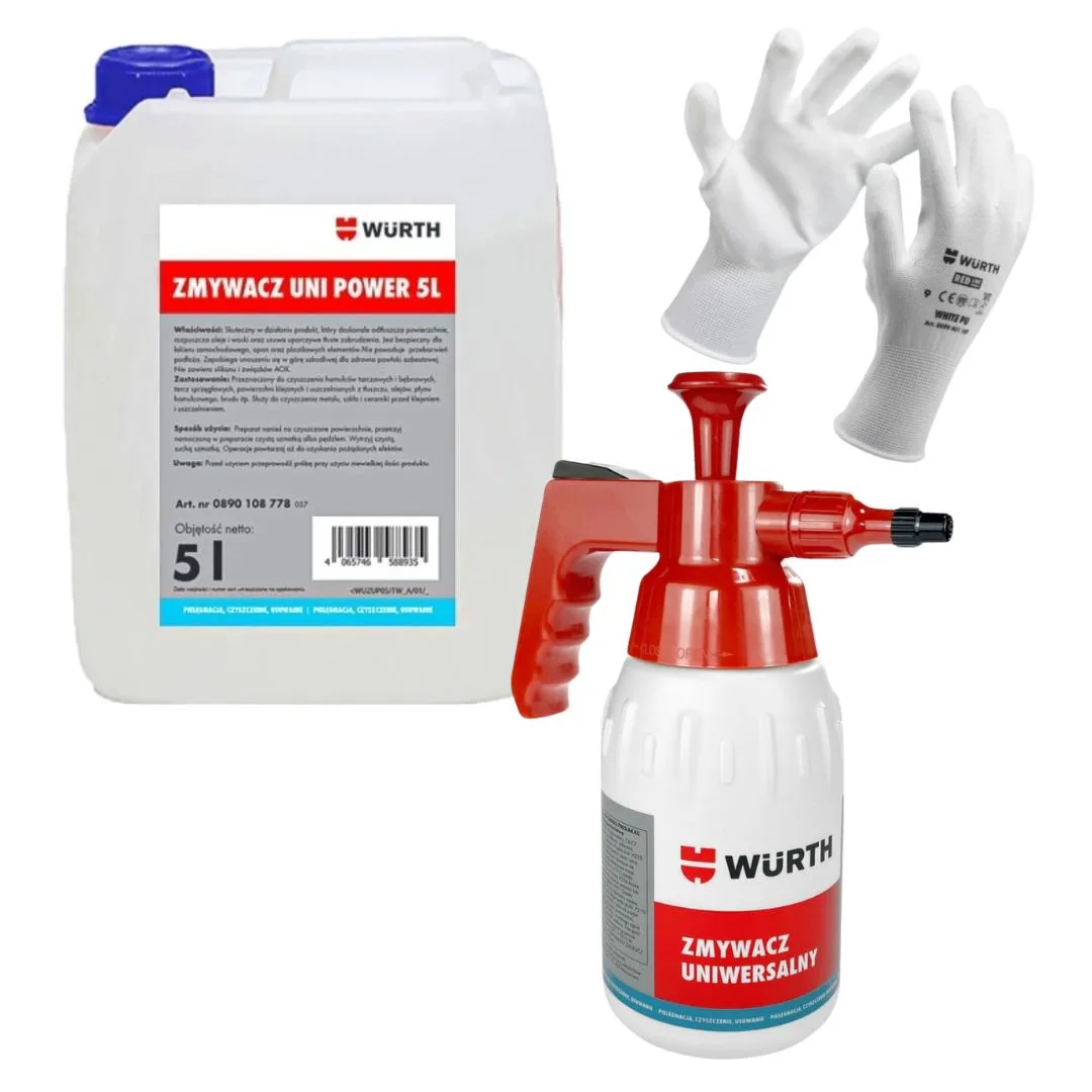 Zmywacz Uniwersalny + Rozpylacz Ciśnieniowy Z Pompką 1L + Rękawice Ochronne L - Würth | zdjęcie 1 z 5 | 47021_47027_45935 | Motofarma.pl