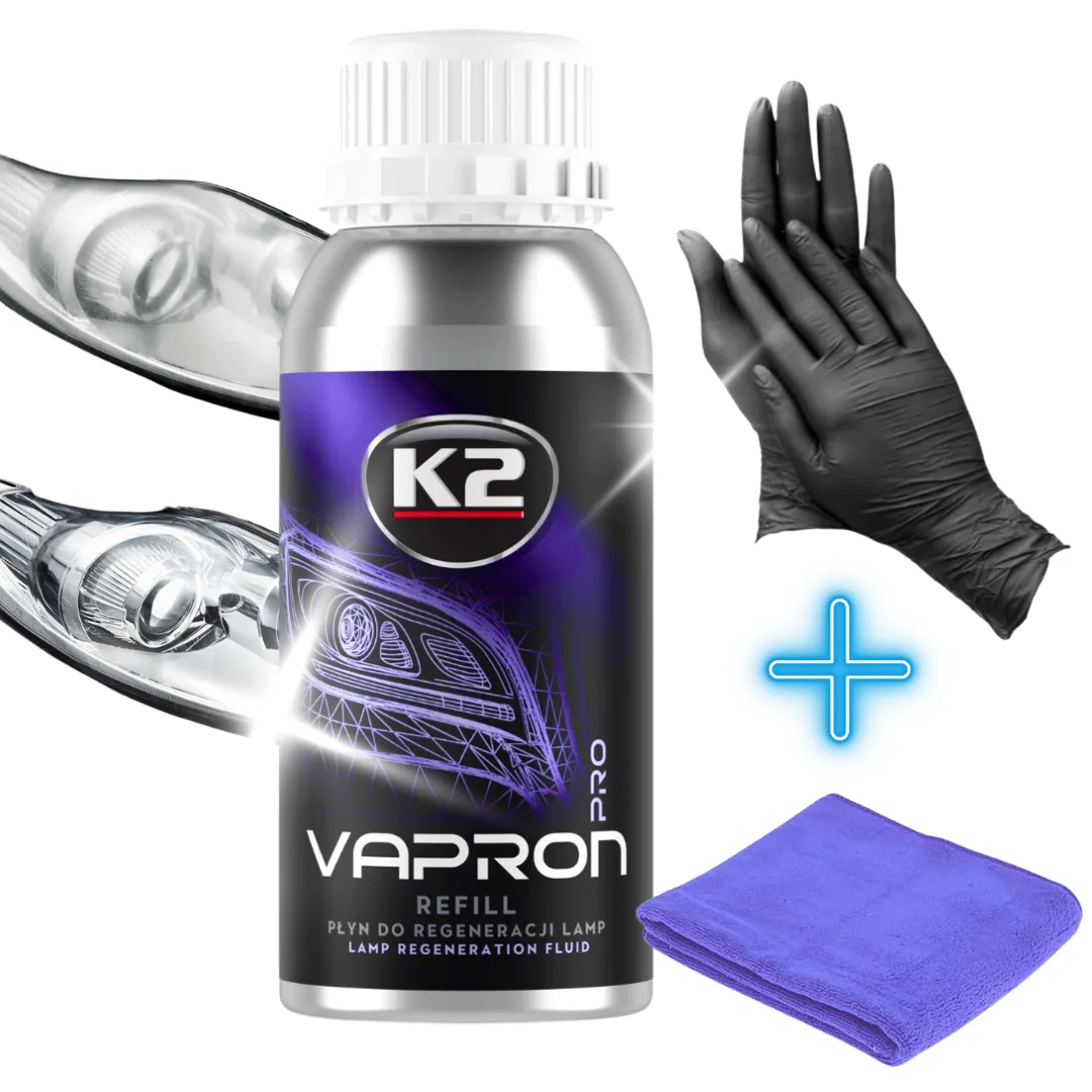 K2 VAPRON REFILL 600ml ZESTAW MIKROFIBRA + RĘKAWICZKI | zdjęcie 1 z 6 | WC-3684 | Motofarma.pl