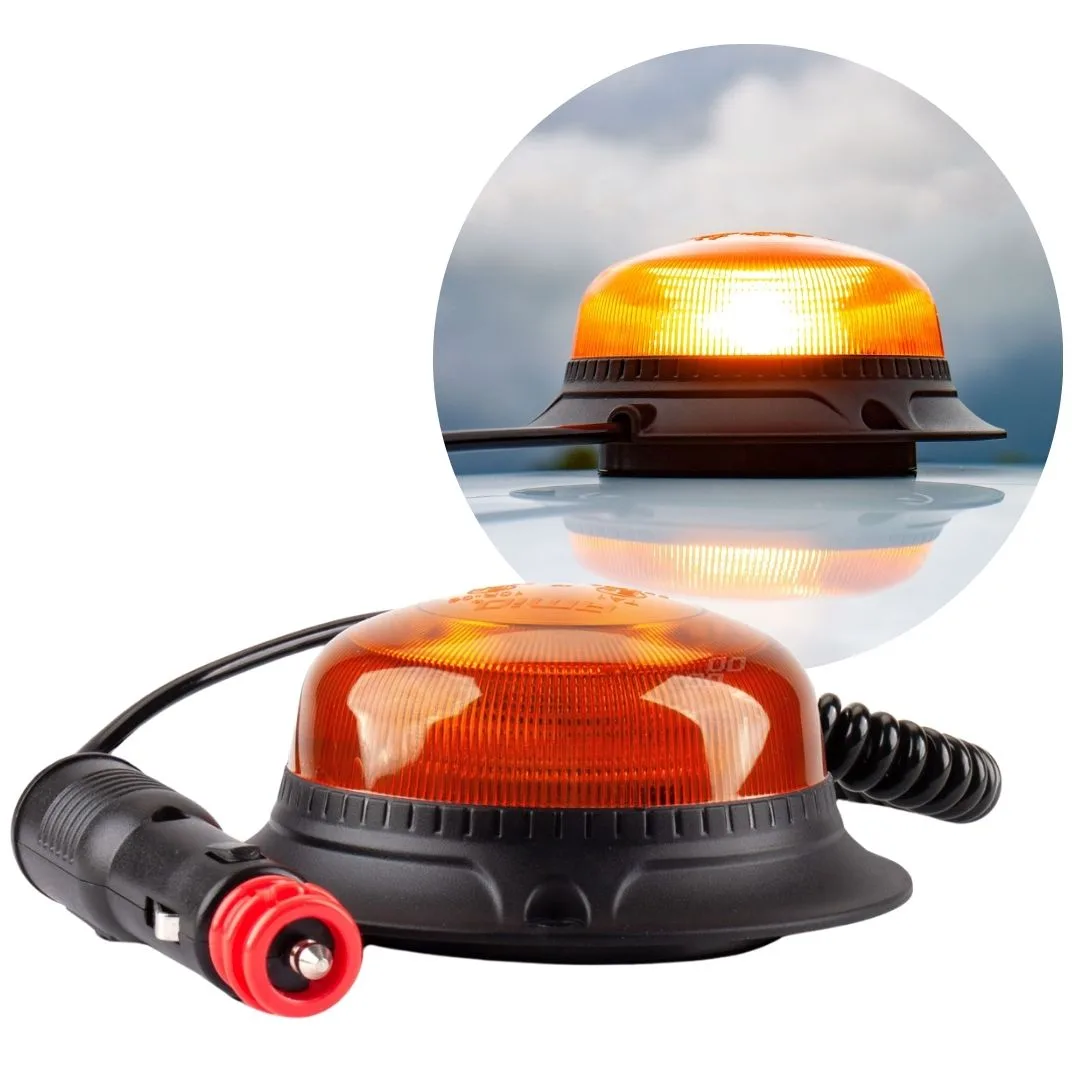 Lampa ostrzegawcza błyskowa mini kogut 18 LED magnes niska R65 R10 12V 24V W21m AMIO-02925 | zdjęcie 1 z 7 | A002925 | Motofarma.pl