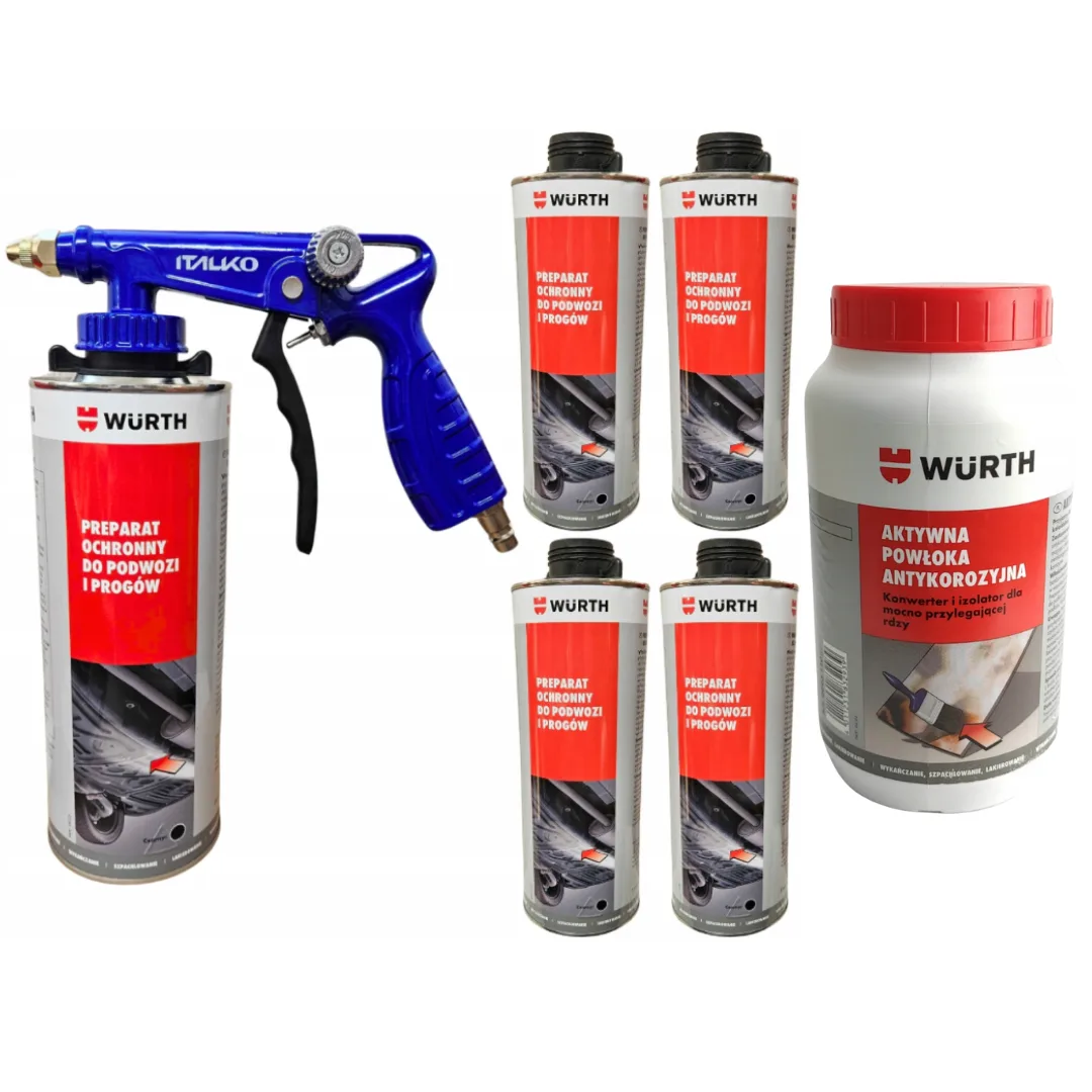 Preparat ochronny do podwozi czarny 1 kg WURTH + Aktywna powłoka antykorozyjna + pistolet