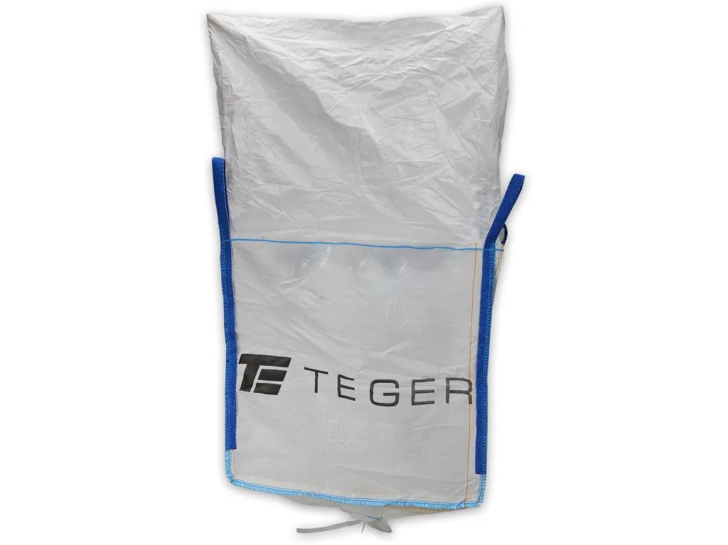 Big Bag TEGER 500 kg 90x90x90 cm z kołnierzem i lejkiem spustowym, 4 uchwyty, tasiemki i kieszeń na dokumenty | T-BB0.5T90X90-K/1L | Motofarma.pl