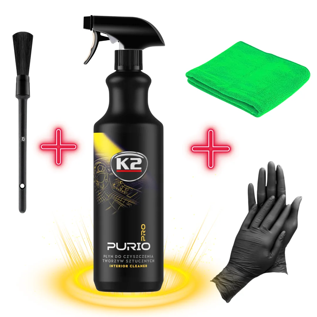 ZESTAW  K2 PURIO PRO 1L PĘDZELEK + MIKROFIBRA + RĘKAWICZKI