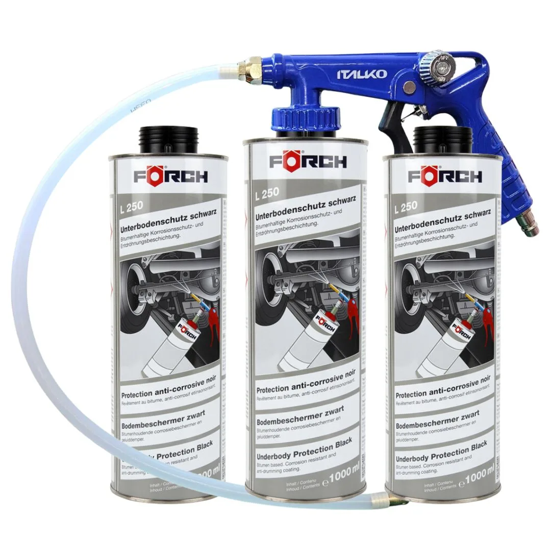 3x Forch L250 masa do podwozia czarna + Pistolet do konserwacji