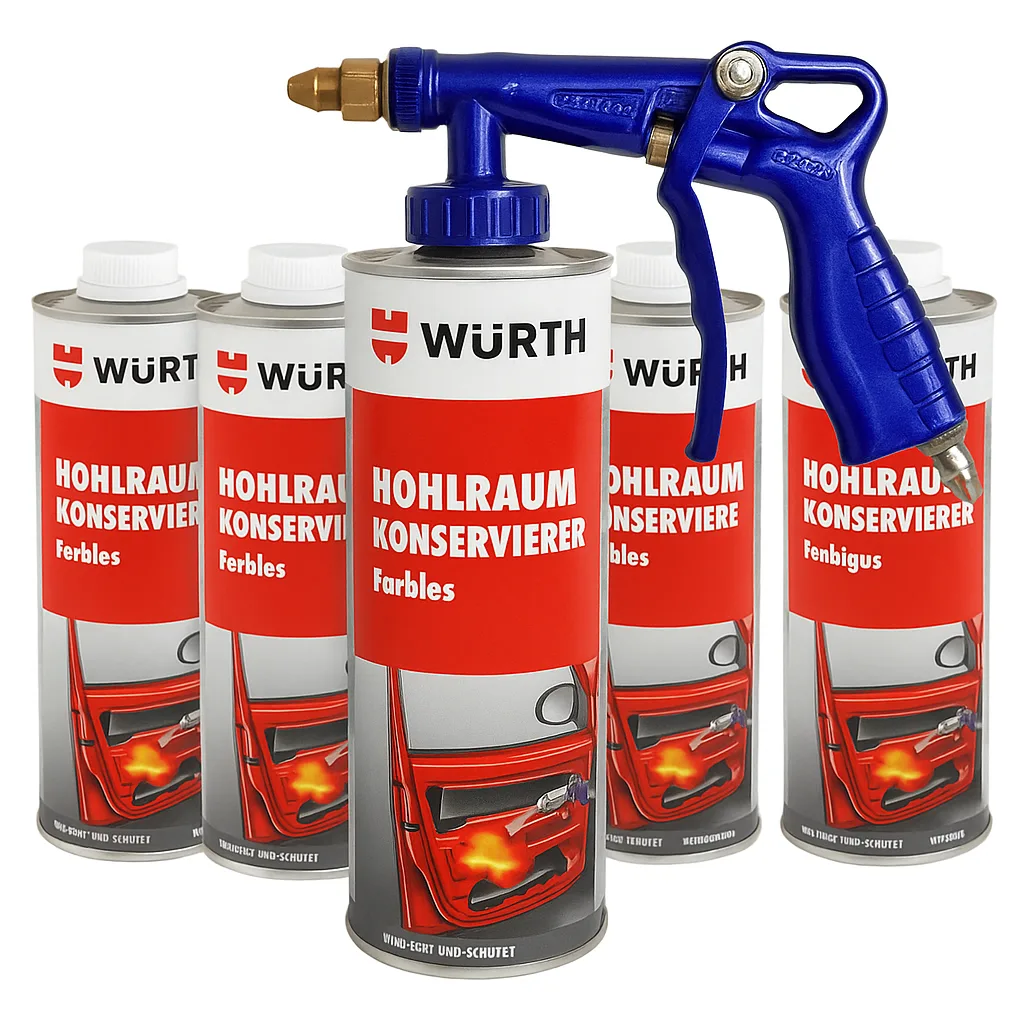 5x WURTH BEZBARWNY WOSK DO PROFILI ZAMKNIĘTYCH 1 L + PISTOLET DO KONSERWACJI