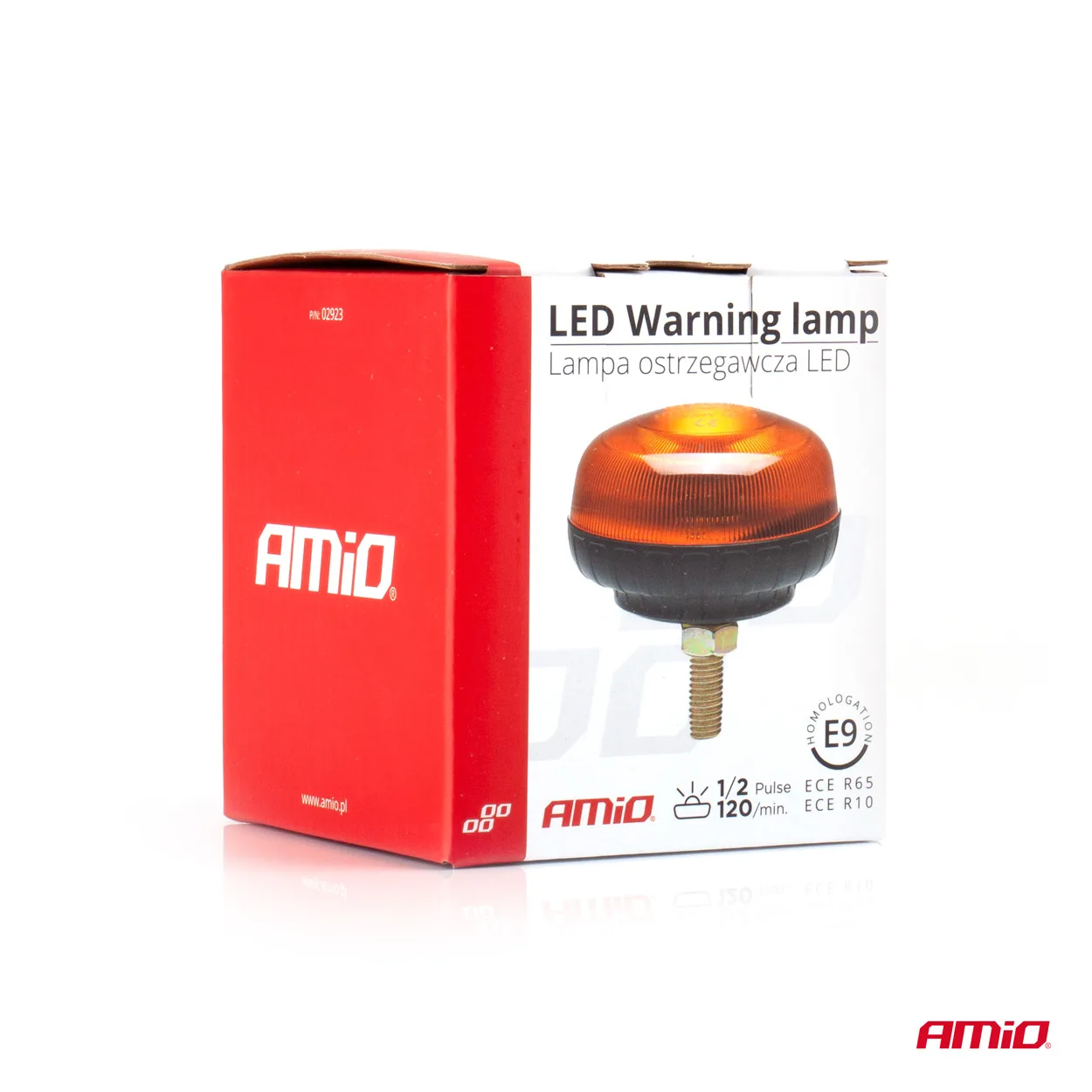 Lampa ostrzegawcza mini kogut 18 LED śruba R65 R10 12-24V W21sb AMIO-02923