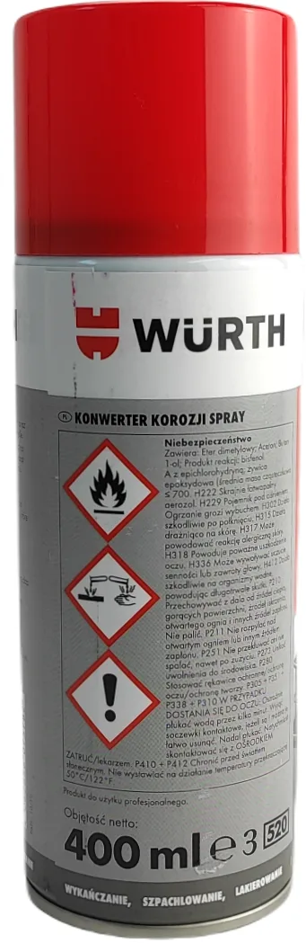 WURTH Spray antykorozyjny na rdzę konwerter 400ml - Würth | zdjęcie 3 z 6 | 44327 | Motofarma.pl