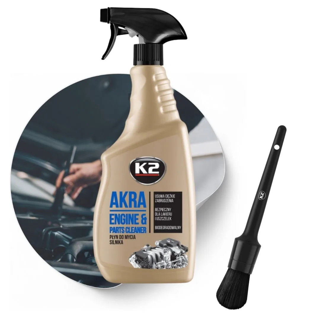 Płyn do mycia silnika K2 AKRA  + Pędzelek detalingowy  K2 16 (31mm) ZESTAW | zdjęcie 1 z 5 | M315_47201 | Motofarma.pl