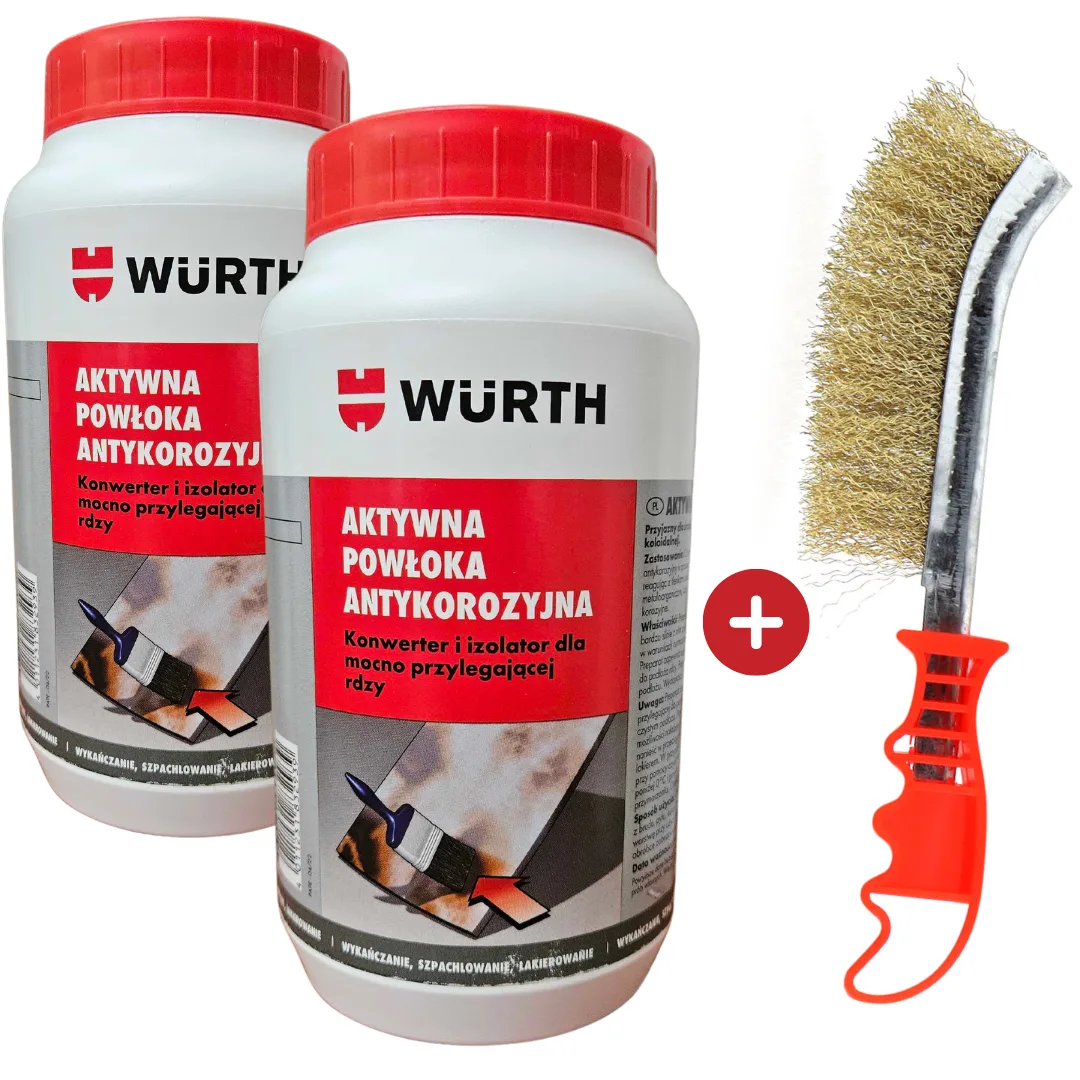 2x FARBA ANTYKOROZYJNA WURTH 1L + SZCZOTKA DRUCIANA MOSIĘŻNA