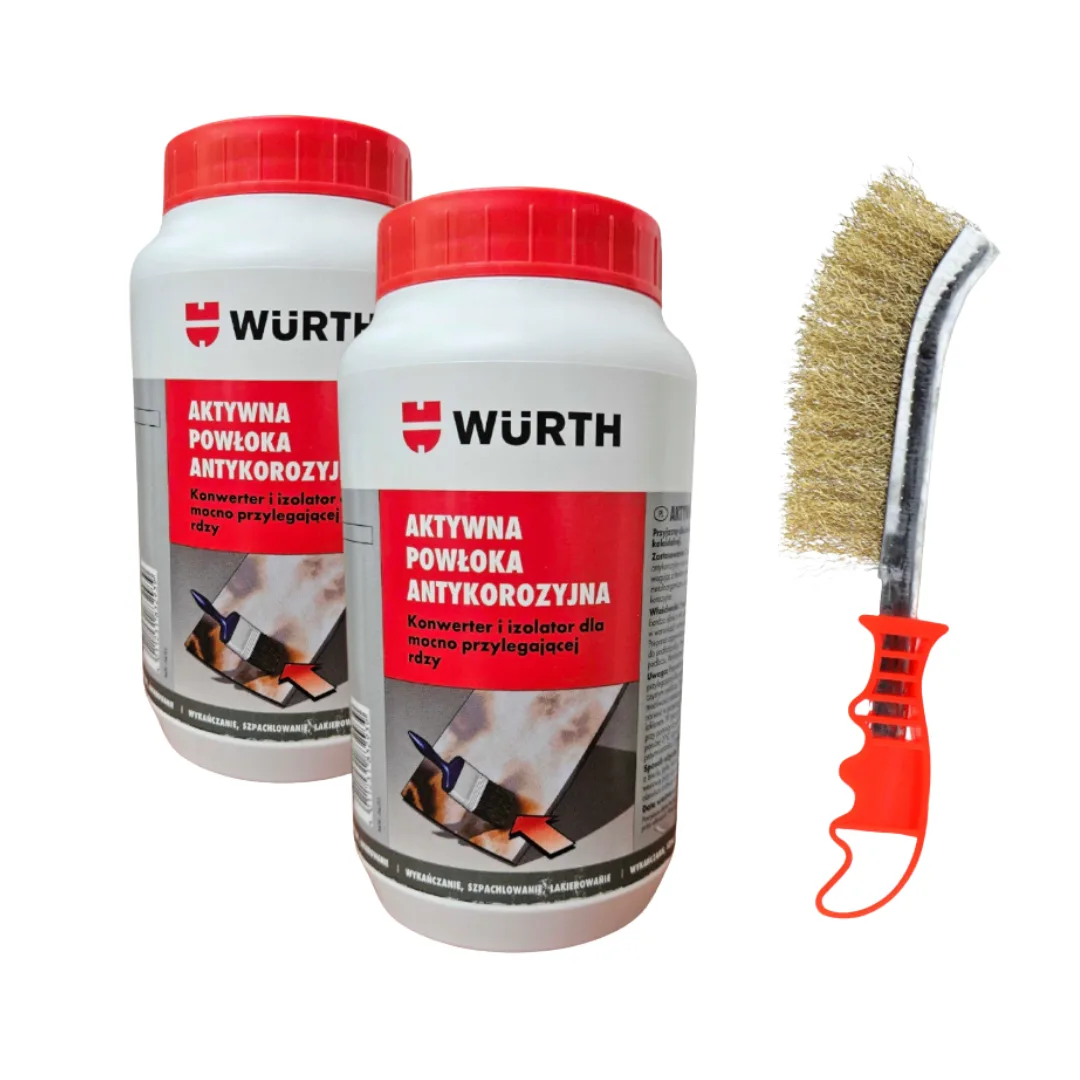 2x FARBA ANTYKOROZYJNA WURTH 1L + SZCZOTKA DRUCIANA MOSIĘŻNA