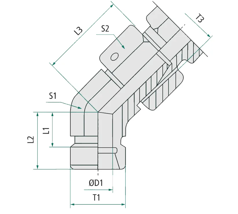 Kolanko hydrauliczne M18 AB 45°