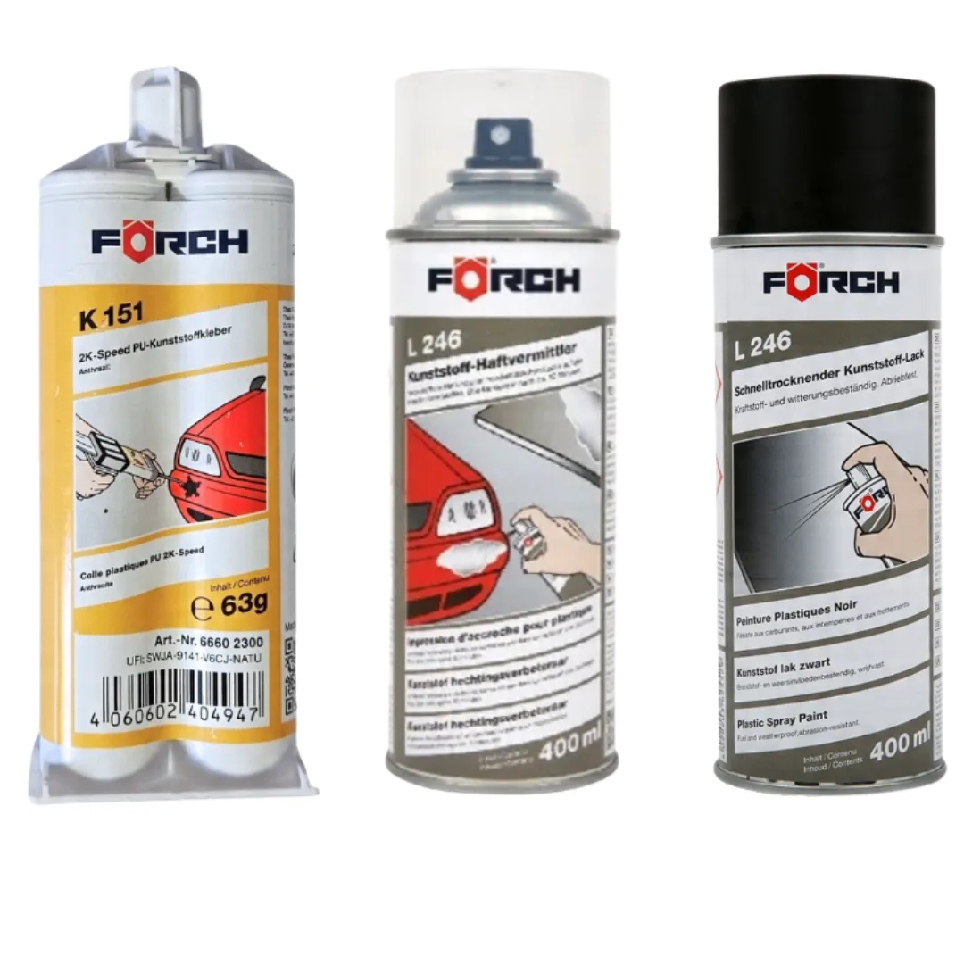 Lakier do tworzyw sztucznych czarny Forch L246 400ml ZESTAW