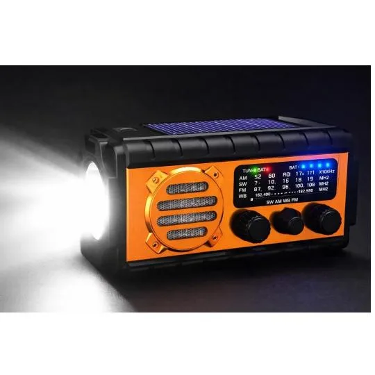 RADIO SOLARNE SURVIVALOVE PRZENOŚNE Z KORBKĄ DYNAMO LATARKA POWERBANK 20000mAh Z KABLEM USB