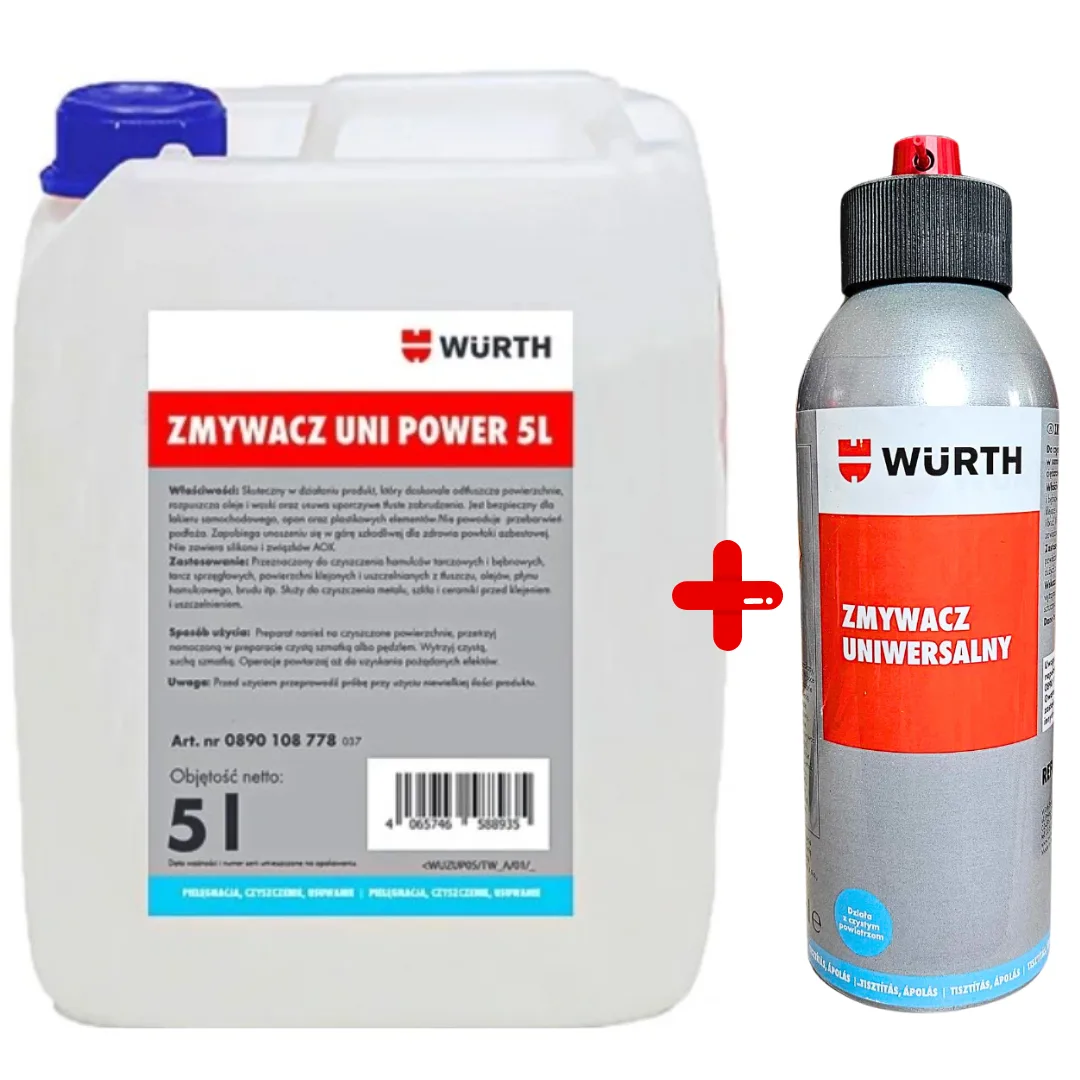 Zmywacz uniwersalny WURTH 5L + Pojemnik ciśnieniowy Wurth Refillo 400ml