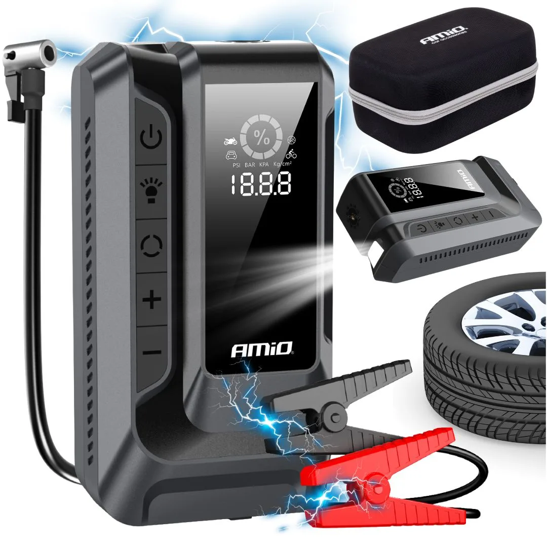 Urządzenie rozruchowe 4w1 booster powerbank kompresor latarka LED 12V 12Ah - Amio | zdjęcie 16 z 16 | A04677 | Motofarma.pl