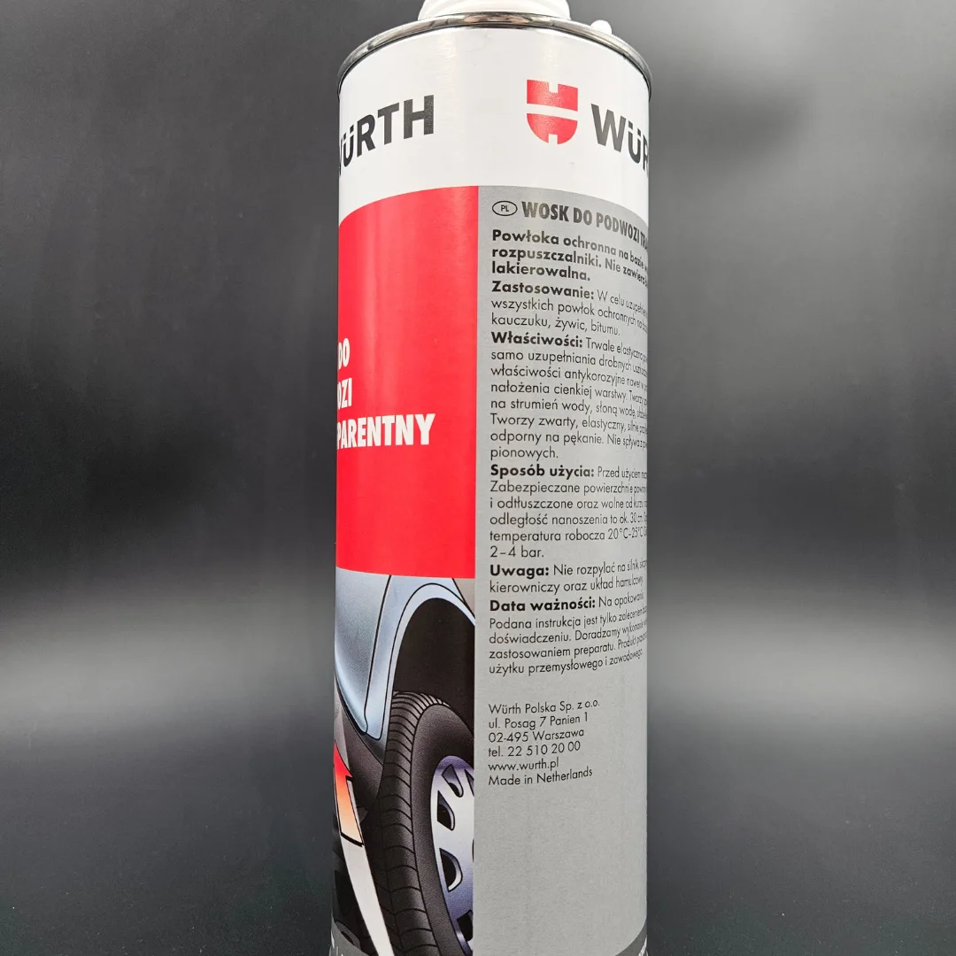 Wosk do podwozi bezbarwny 1000ml WURTH – Ochrona antykorozyjna - Würth | zdjęcie 3 z 3 | 46573 | Motofarma.pl
