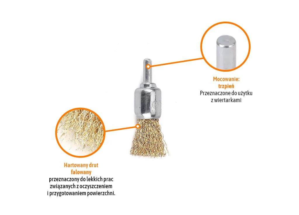 SZCZOTKA TARCZOWA Z TRZPIENIEM drut falowany FI 6/17 mm + FORCH 1L ANTYKOROZYJNA POWŁOKA NA RDZĘ